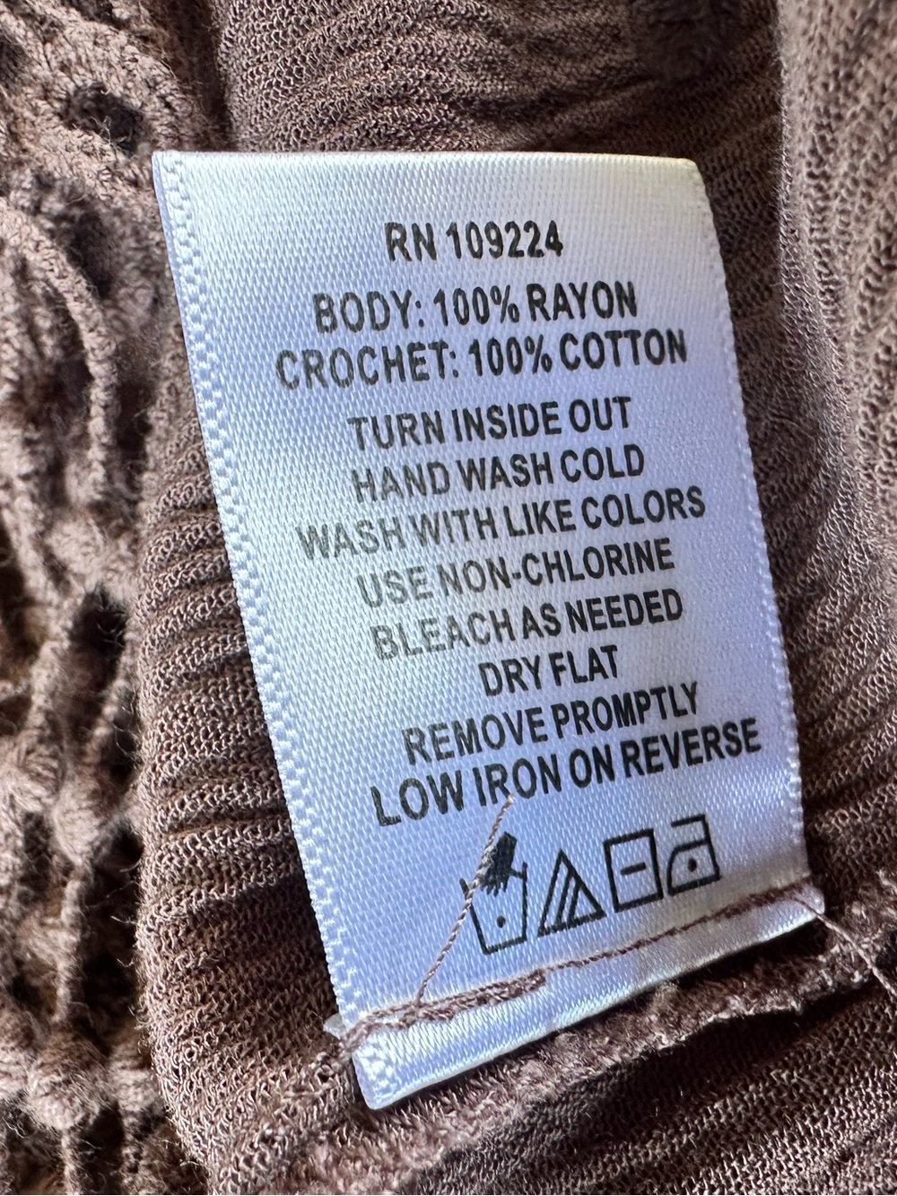 indigo soul Brown Crochet-Trim Tassel Hem Blouse - Picture 10 of 10